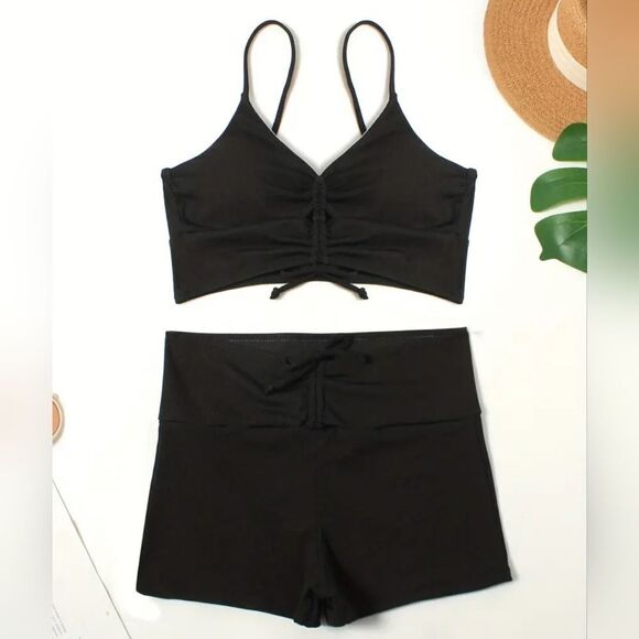 Ribbed drawstring two-piece Swimsuit sz Large - Picture 3 of 11